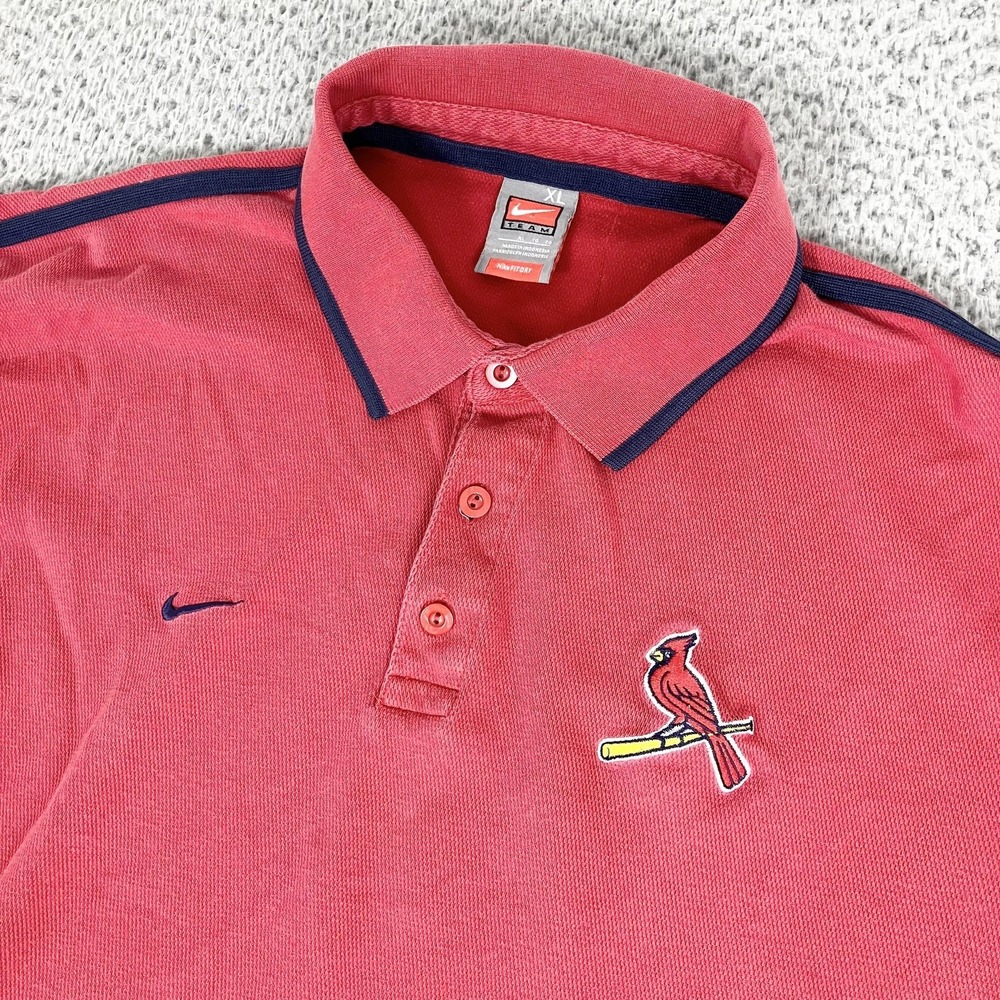 St. Louis Cardinals Shirt Mens XL Red MLB Baseball Nike Fit Dry Polo Performance